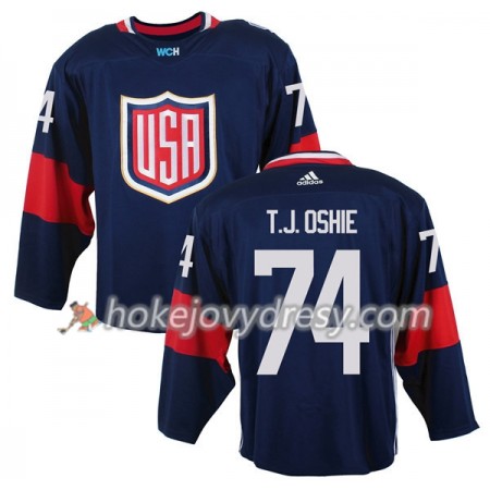 Pánské Hokejový Dres USA T.J. Oshie 74 Světový pohár v ledním hokeji 2016 Modrá Premier